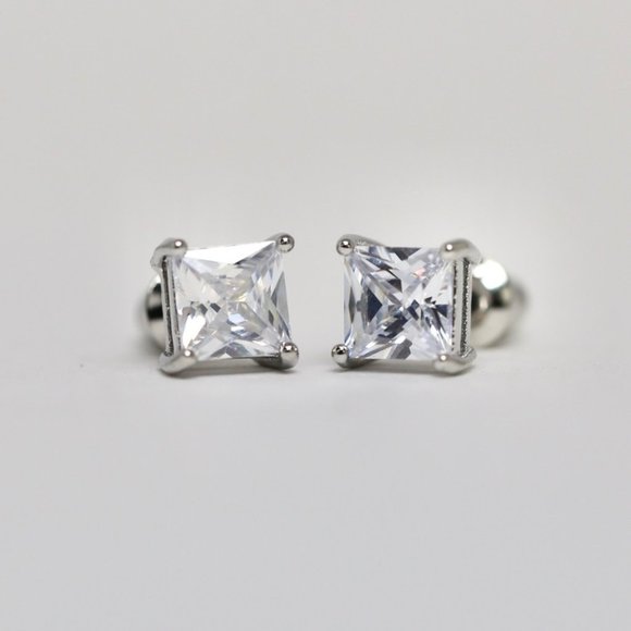 18k Gold Dipped White Topaz Princess Cut - Picture 3 of 9